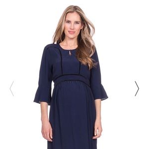 Seraphine navy maternity and nursing dress